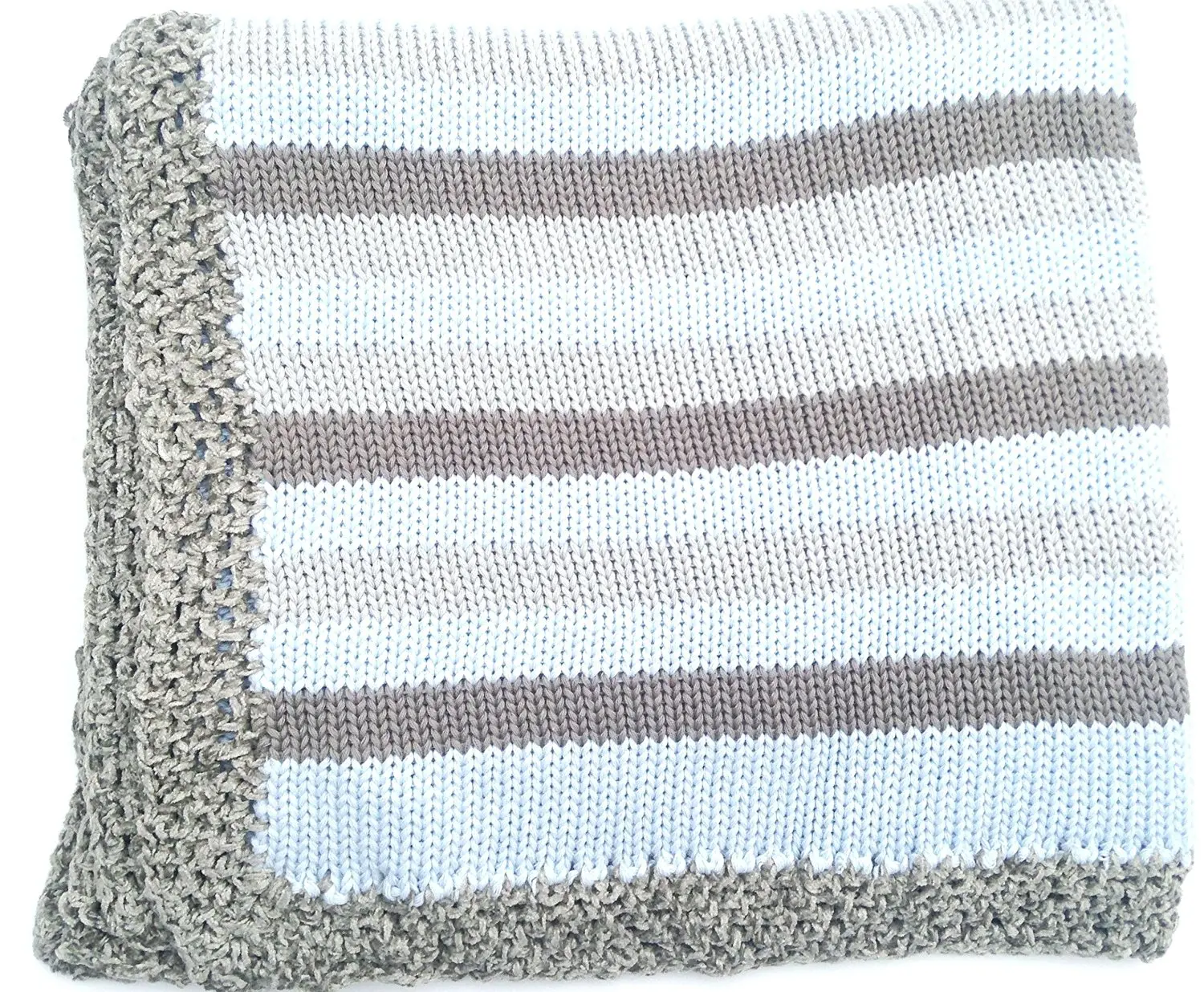 grey and white striped baby blanket
