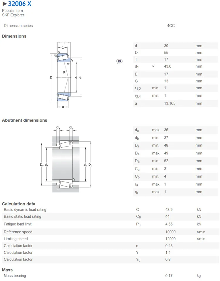 Skf Roller Bearing Size 30mm 32906 30206 31306 32306 Skf Tapered Roller