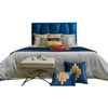 Linen Fabric Covering Bed with Button Bed Head and Rivet design