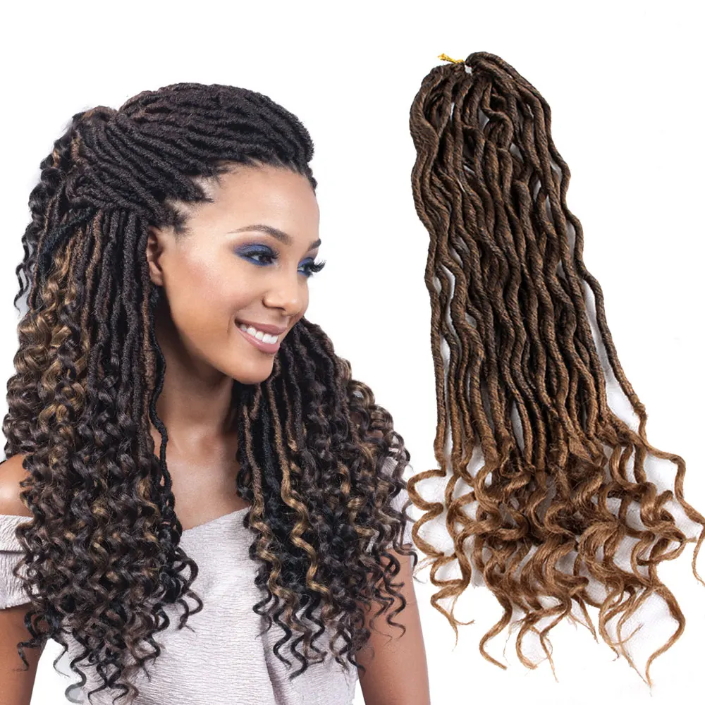 Goddess Faux Locs Curly Crochet Hair 24 Roots Ombre Crocheted