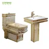 Bathroom design luxury decorative gold plated toilet commode
