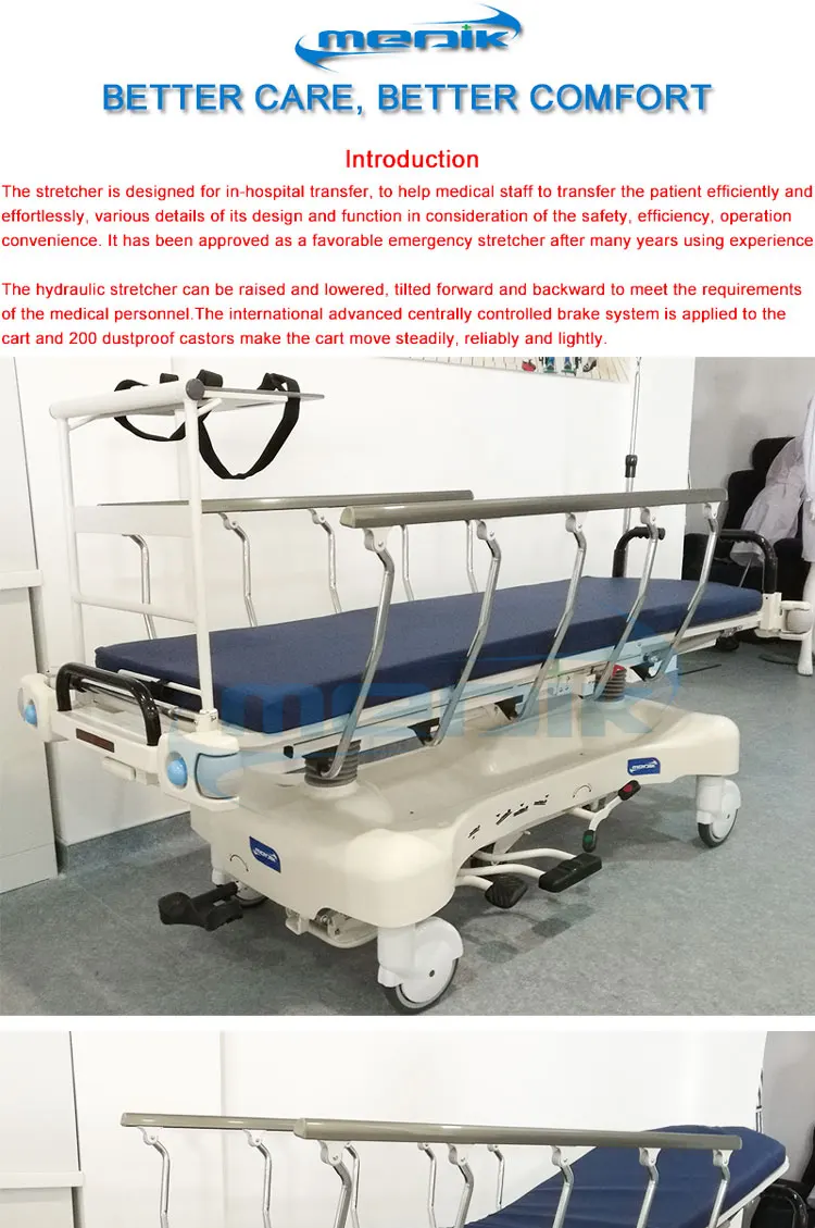 Iso9001&13485 China Manufacturer Hospital Gurney Cart Xray Hydraulic