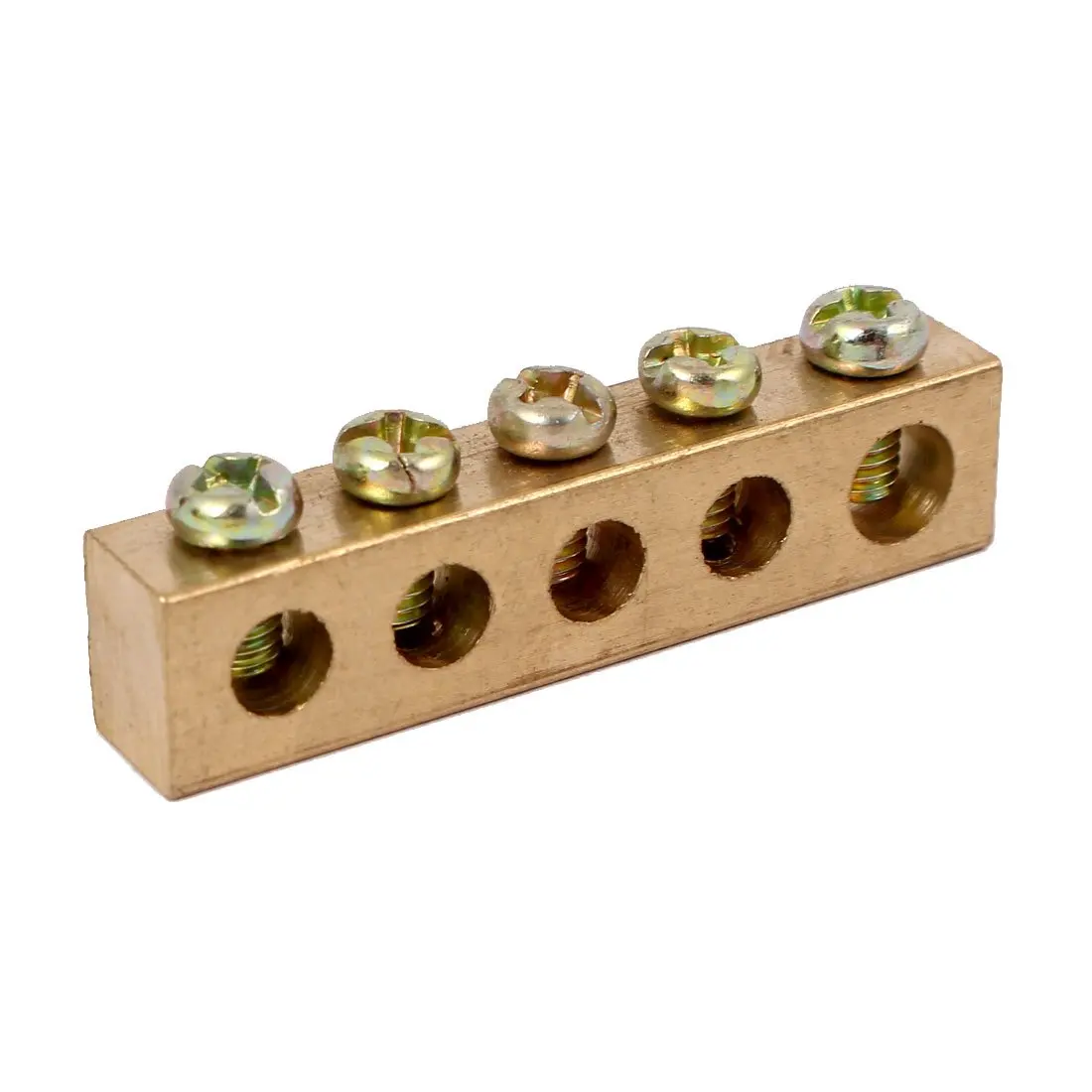 uxcell 5 Holes Single Row Electrical Wire Screw Terminal Ground Copper Neutral Bar