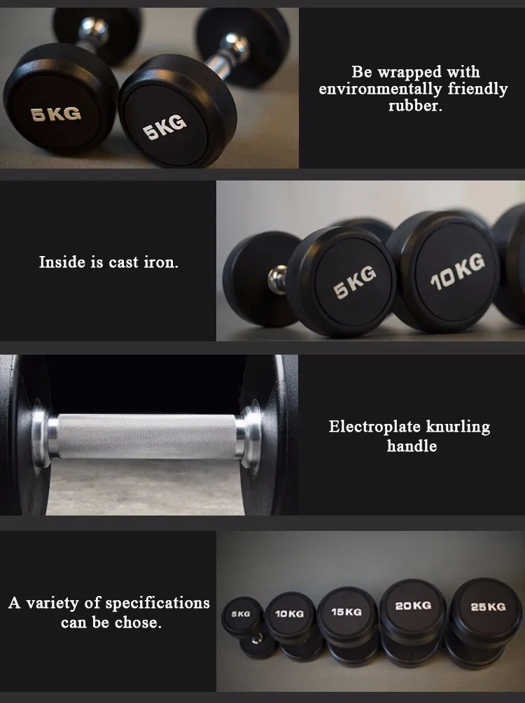 Wholesale Rubber Coated Round Head Dumbbell Set with Rack