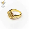 Nice and moderate price costume Gold plated cubic zirconia gemstones square copper women rings