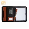 Customize different designs a4 leather zipper portfolio with calculator