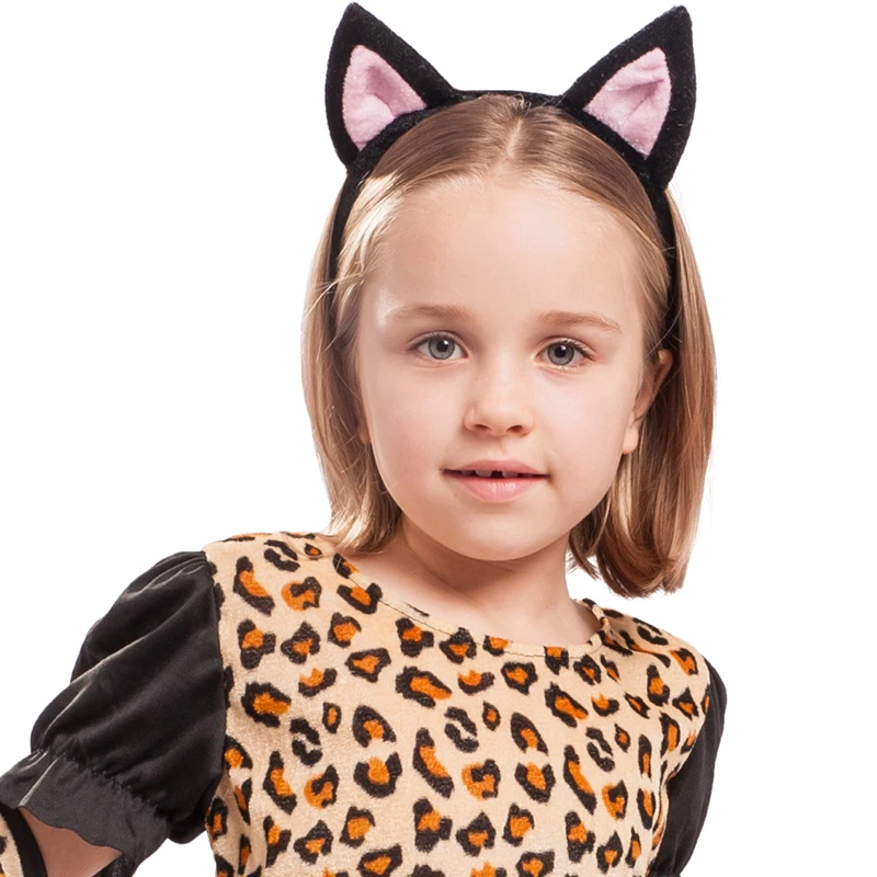 Gaun Pesta Karnaval Anak Perempuan,Kostum Kucing Macan Tutul Hewan 