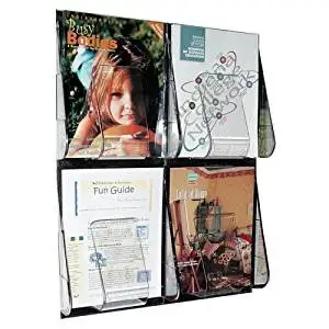 Wholesale CASE of 2 - Deflect-O 4-Pocket Clear Literature Rack-Magazine Wall Rack,4 Pocket,18-1/4"x2-7/8"x23-1/2",Clear
