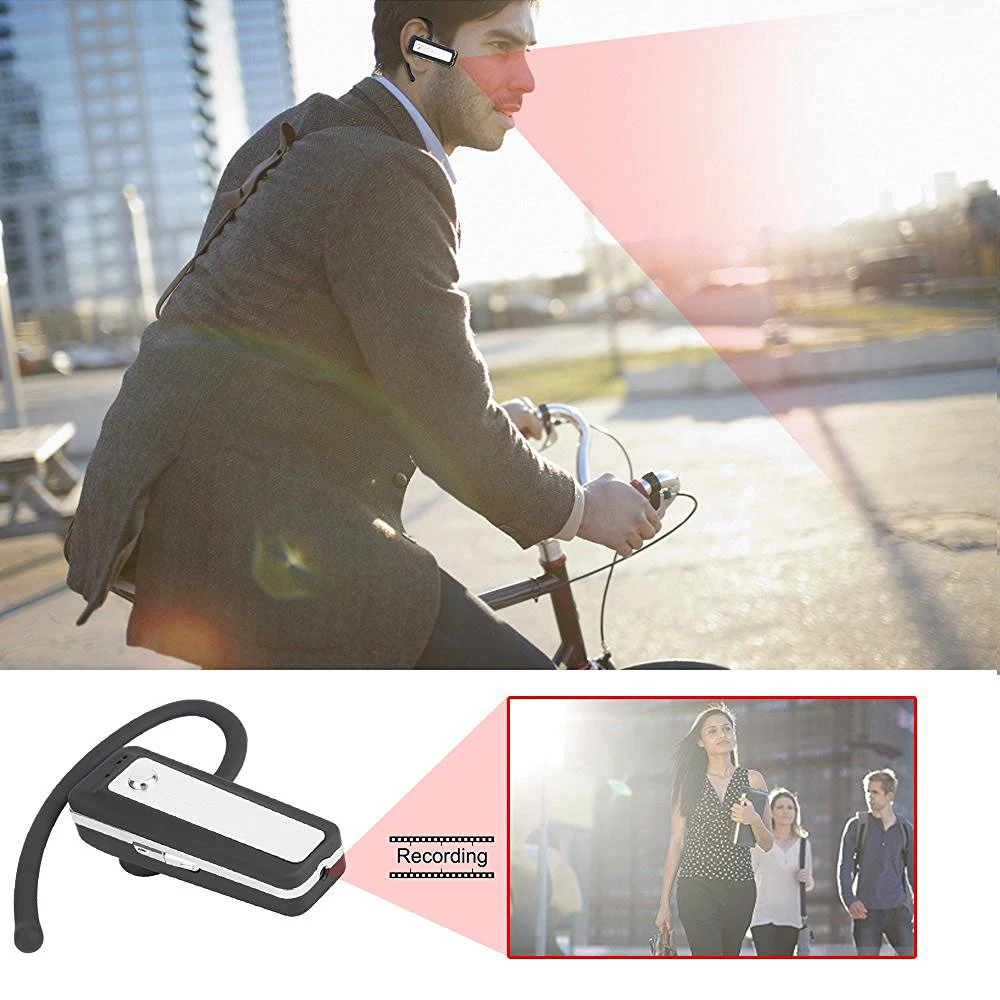 1080p Hd Hidden Spy Camera Bluetooth Headset Camcorder Portable Outdoor