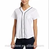 Basic Womens Baseball Jersey White Blank Jersey with Contrasting black piping Custom Sports Fan Jerseys