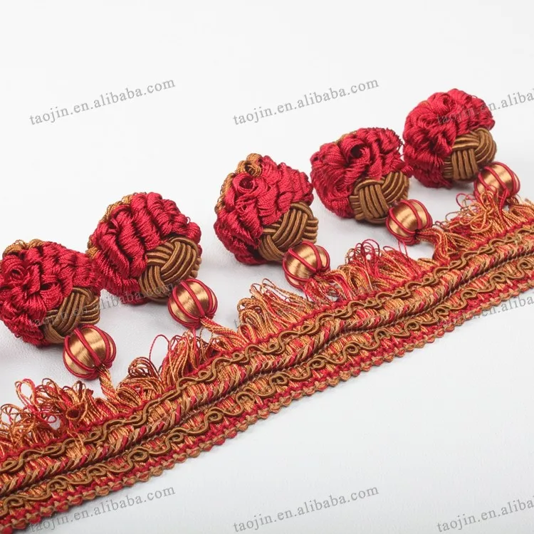 Wholesale Beaded Pom Pom Trim Fringes,For Curtain Accessories,Home Deco