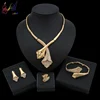 Yulaili Latest Morning Glory Jewelry Set Unique Flower Design Yellow Gold Plated Artificial Rhinestone Jewellery Necklace Set