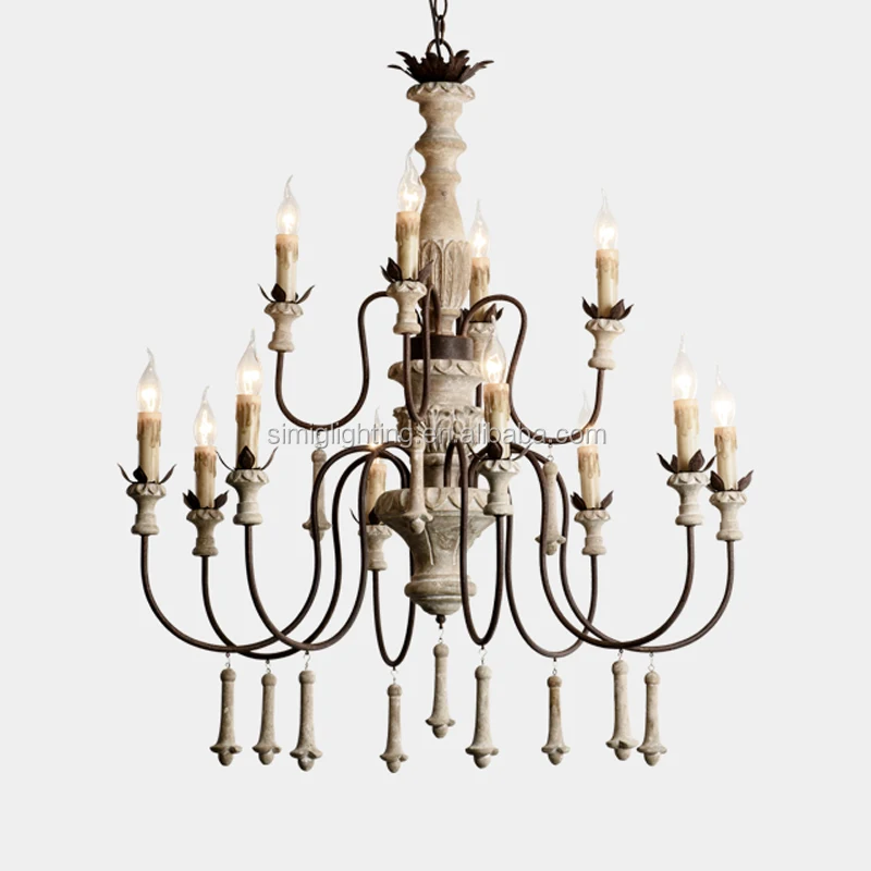 American Country Wooden E14 Candle Chandeliers Lamp Personalized Old American Country Wooden E14 Candle Chandeliers Lamp Personalized Old Iron Restaurant Decorative
