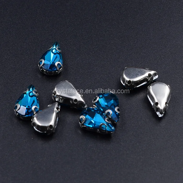 8X13mm deep blue tear drop D cup claw set crystal glass rhinestone montee stones