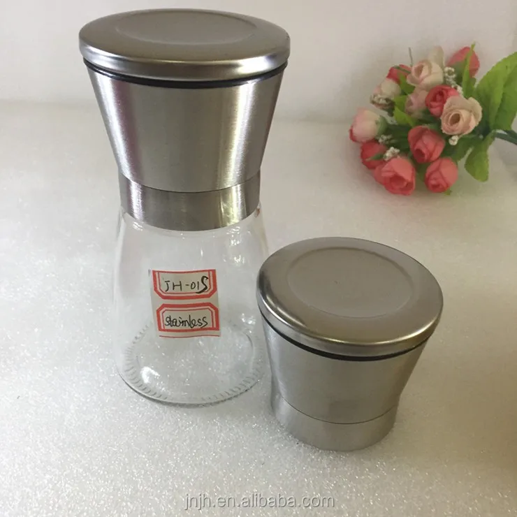 100ml Empty Manual Glass Herb /salt / Spice Mill Grinder Bottle With Plastic Grinder Lid Buy