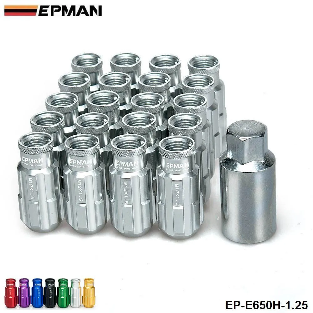 Epman Racing Aluminum Lock Lug Nuts 20pcs 12x1.25 W/key Universal Fit For Nissan Subaru