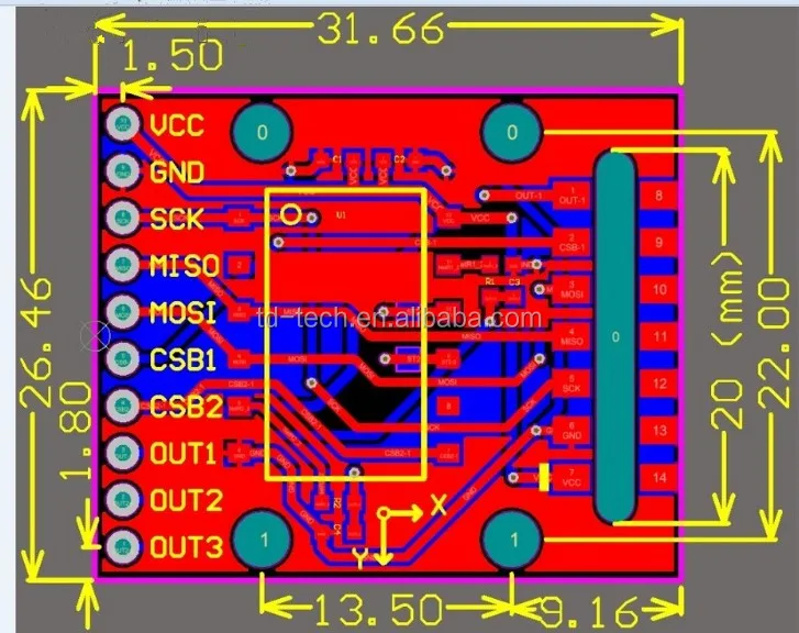 High Precision SPI SCA100T-D02 Dual Axis Tilt Angle Sensor Module ±90° Degrees 