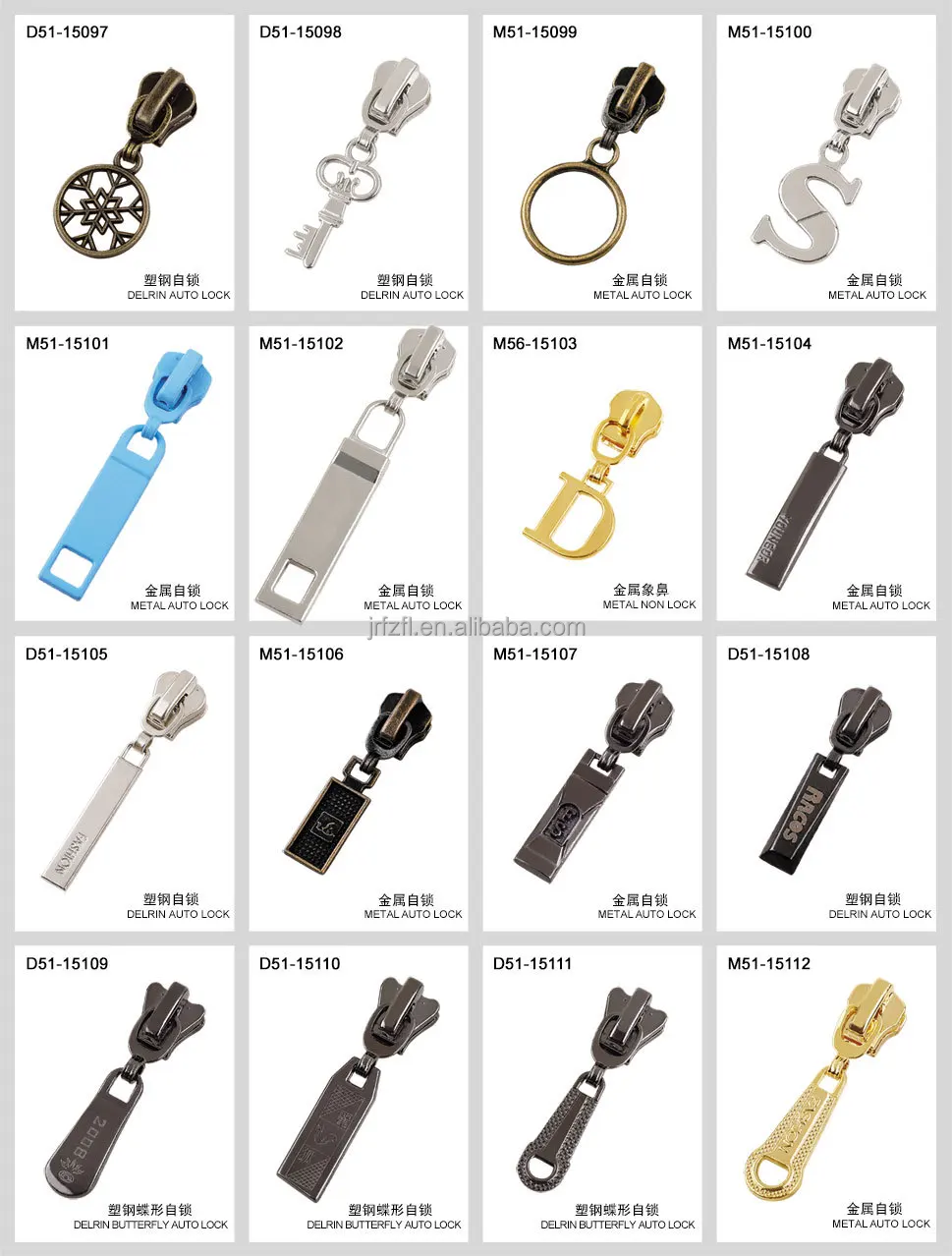 Non Locking Black Zipper Sliders Different Zipper Slider Sizes With