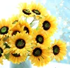 Shininglife Brand high quality Artificial flower sunflower bright 3 long stem sun flower for home decoration