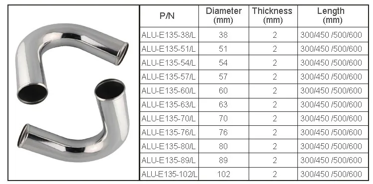 OD=80 mm (3.14 '', 3 1/7 inch ) Elbow 135 Degree aluminum pipe