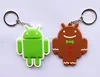 Google Android Robot Character Figure 2X Rubber Keychain Key Chain Ring cute (BOX-PVC keychains-264b)
