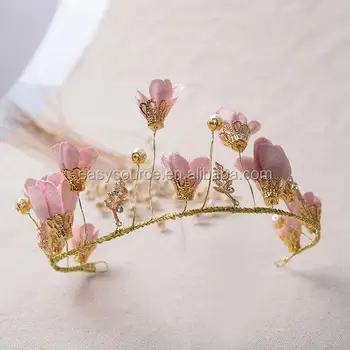 pink flower crown headband