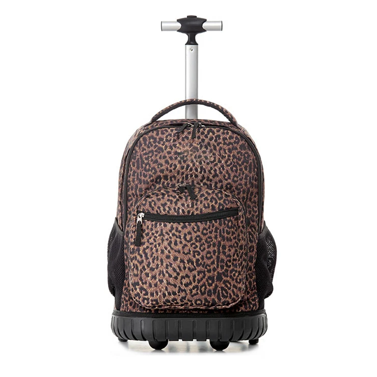 Sublimation Leopard Trolley Rolling Packbag Bag,Offset Printed Wheeled