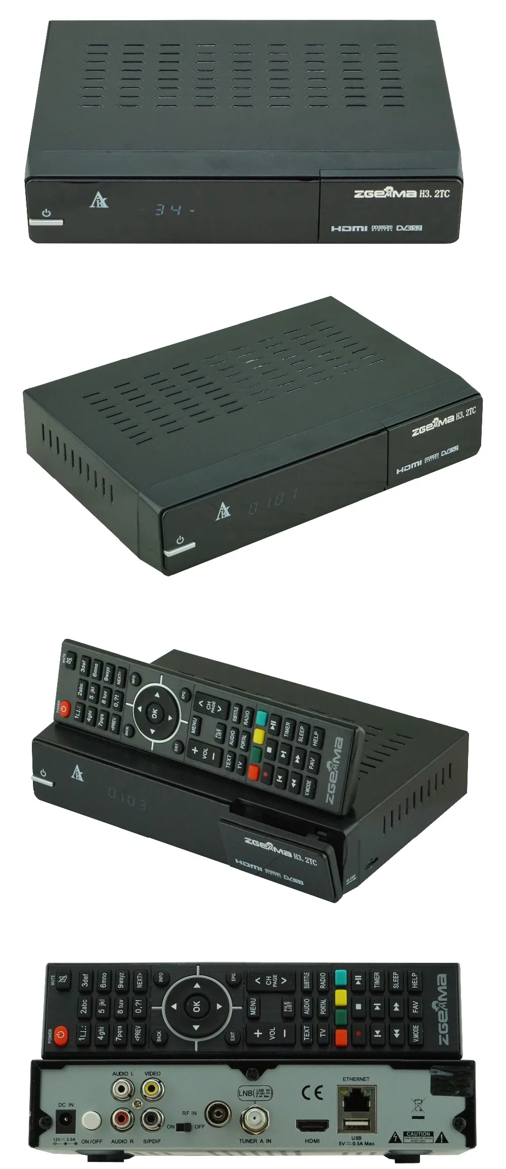 2017 New Version Combo Receiver Zgemma H3.2TC Dual Core Linux OS Enigma2 with DVB-S2+2*DVB-T2/C Dual Tuners