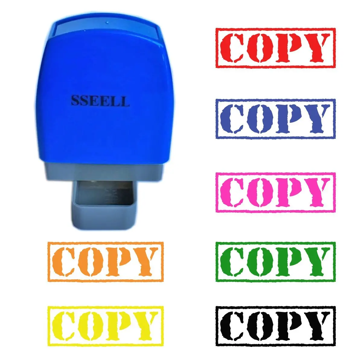 SSEELL COPY Self Inking Rubber Flash Stamp Self-Inking Pre-inked RE-inkable Office Work Company School Stationary Stamps With Frame Line Purple Ink Color