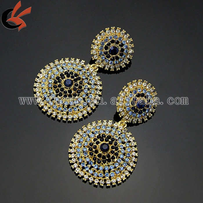 Gold Antique Art Deco Statement Rhinestone Earrings Gold Antique Art Deco Statement