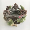 personalized Christmas decoration candle holder handmade grape vine pine cone decoration handicraft pot with grass bottle inside