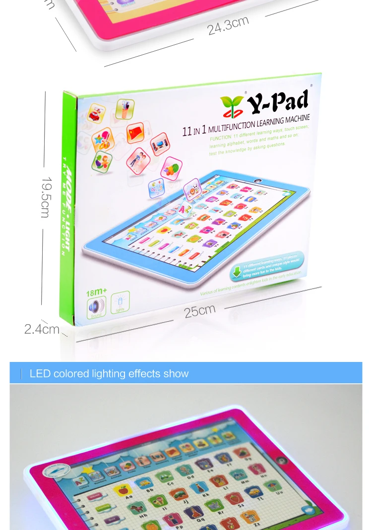 English electric kids laptop preschool educational toys with cards