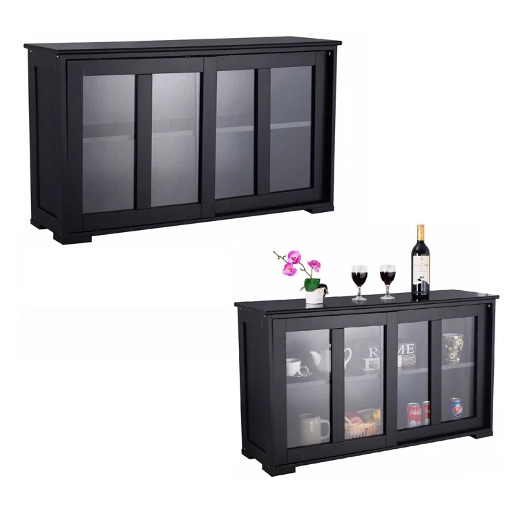 Glass Front Cabinet China Small Wooden Storage Sideboard Kitchen