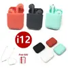 Hot selling high quality wireless BT5.0 TWS i12 earbuds with different colors for charging case