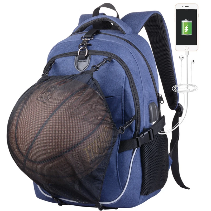 Osgoodway Amazon Hot Selling Men Bags Laptop Charging Backpack with Basketball Net