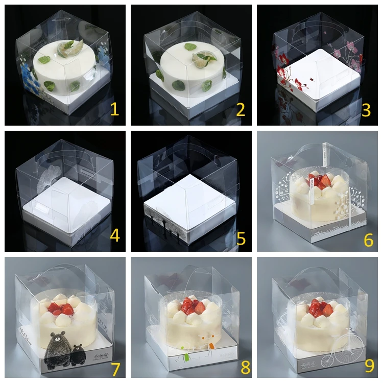 15 cm clear Christmas bakery cookie cake box with handle