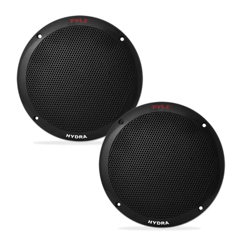 PLMRB65 1 Pair 6.5 Inch Dual Marine Speakers Black Weather Resistant Outdoor Audio Stereo Sound System with 200 Watt Power and Poly Mica Cone and Butyl Rubber Surround Pyle 2 Way IP44 Waterproof