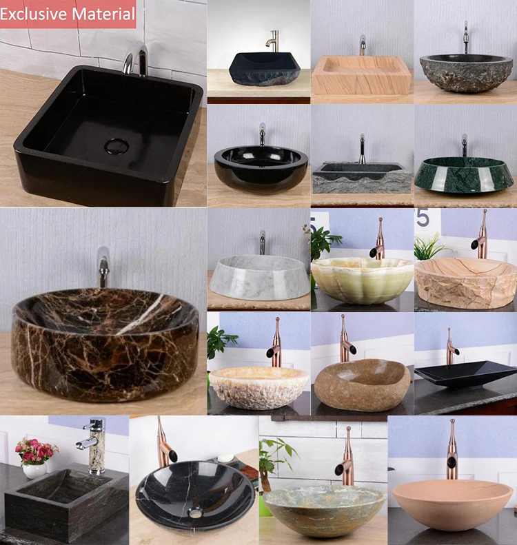 Dark Emperadr marble round shape natural stone bathroom vessel sink