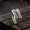 Original 925 Sterling Silver Thailand Handmade Vintage Braided Ring For Women Engagement Wedding Gift Lady Fine Jewelry