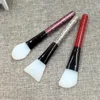 Red Silver Iridescent Plastic Handle Flat Angled Rhombic Face Mask Brush Silicone Facial Cosmetic Brush