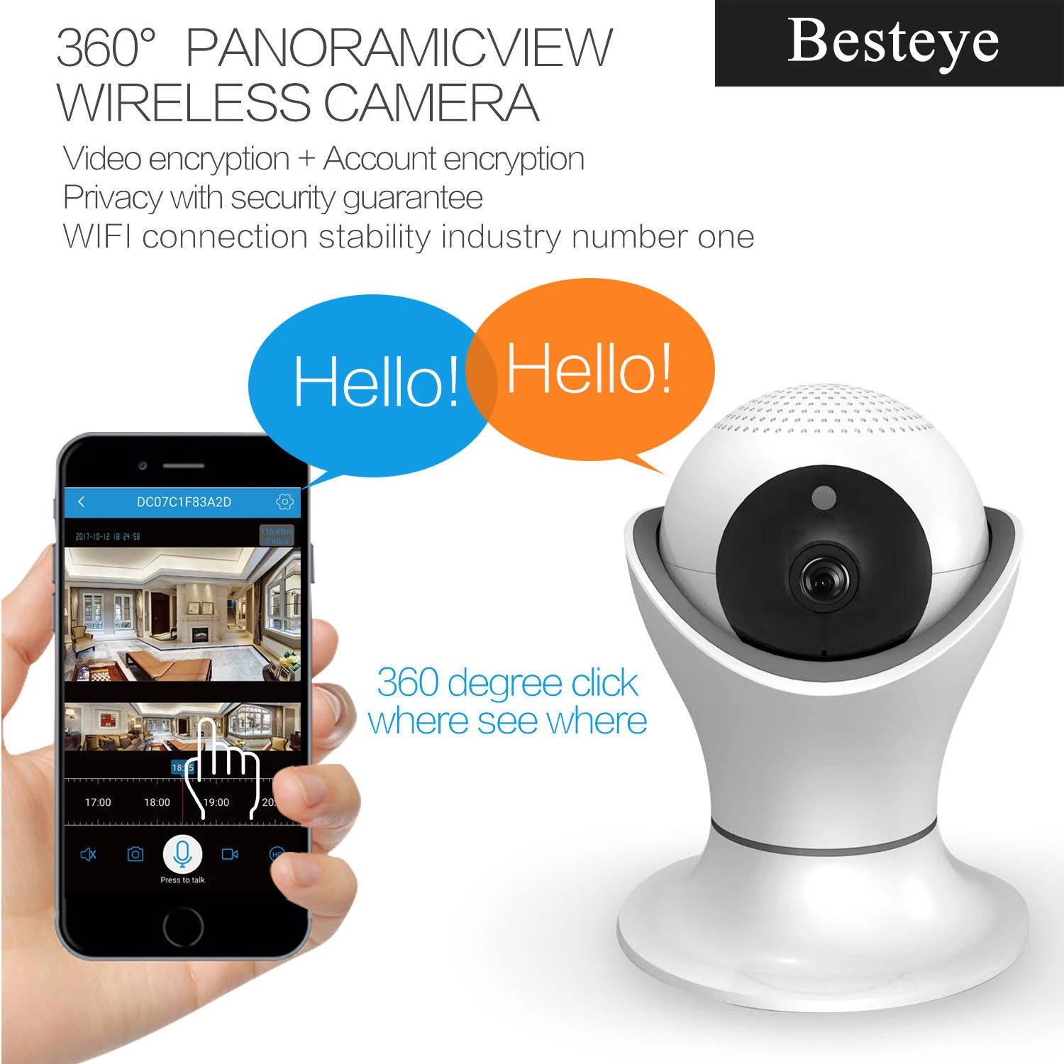 AVstart 2018 New 1080P PTZ WiFi IP Camera for Home Security