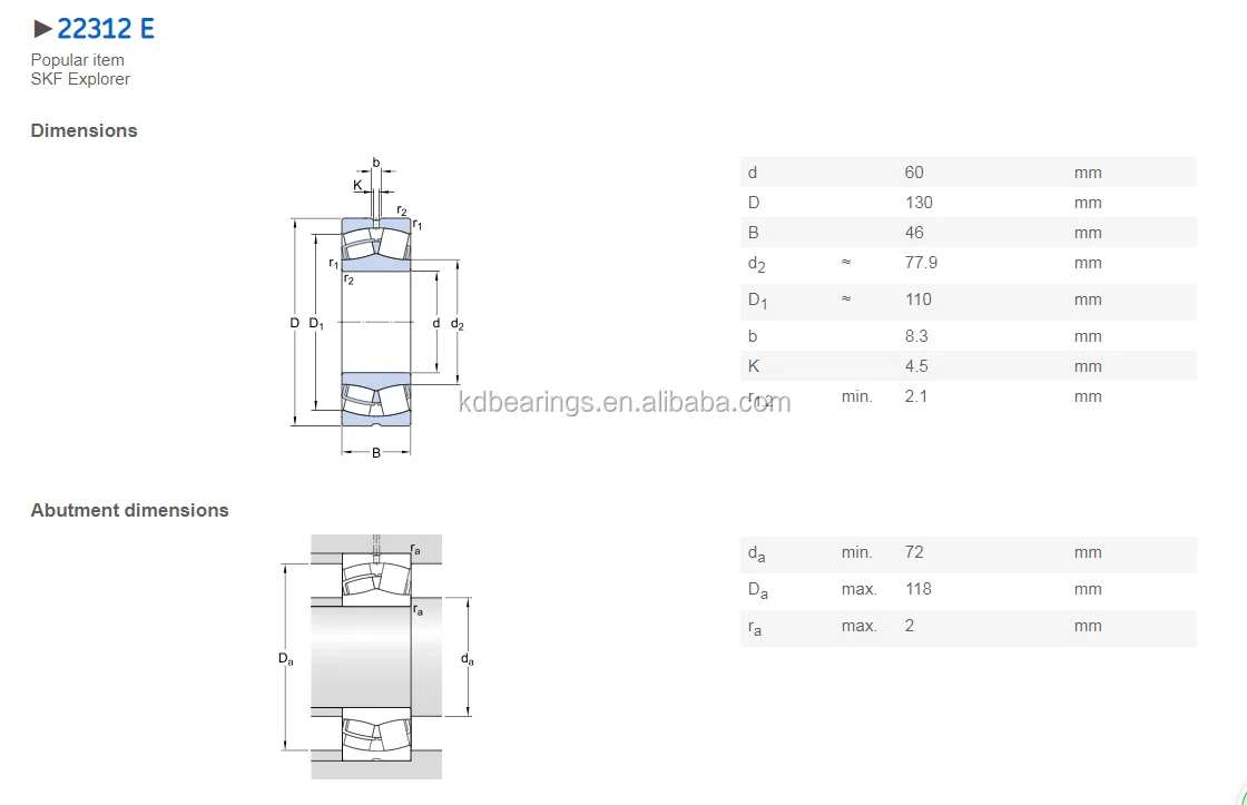 Direct Resource Of Original Skf Spherical Roller Bearing 22312 E Buy Skf 22312,22312,Skf