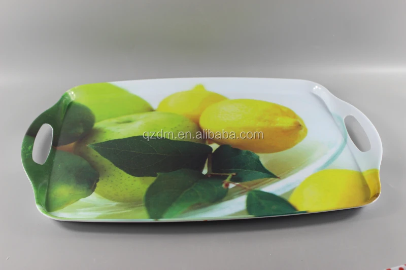 19inch melamine serving tray with handle fruit print