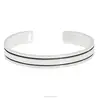 Latest fashions Style Personalized Men and Women Two Stripe Lined Silver Stainless Steel Cuff Bangle Bracelet