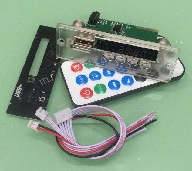 MP3 decoder module mounted on breadboard with ESP32 and microSD card