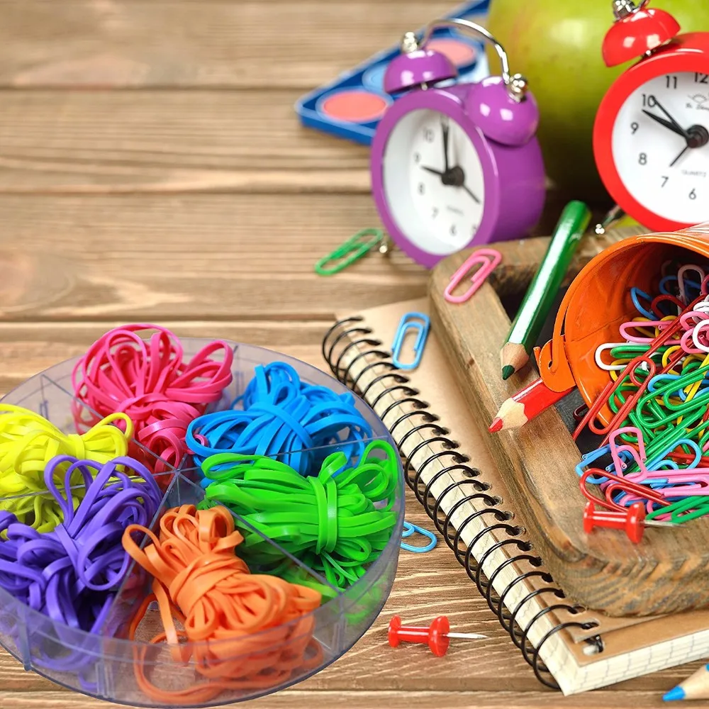 Assorted Colors Rubber Bands With Closelid Storage Container,Durable