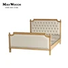 french oak tufted sleigh bed frame