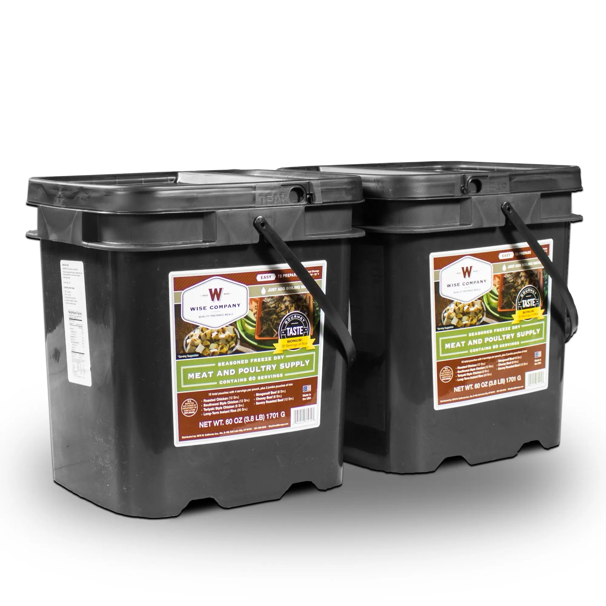 Wise Foods Survival Supplies Emergency Storage Travel Food Ration Pouch 120 Serving Protein All Meat Long Term Food Supply Bucket