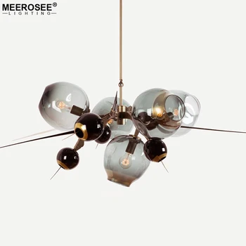 Meerosee Glass Ball Chandelier Lighting E27 Bulb Art Decor Pendant Light For Dining Room Restaurant Md86235 L5 View Glass Ball Chandelier Lighting