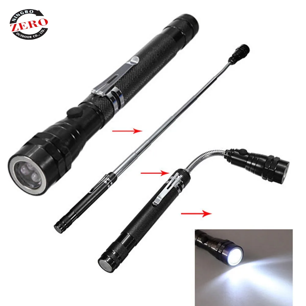 Portable Extendable Magnetic Telescopic 3 Led Flashlight Pick Up Led Torch Flexible Flashlight